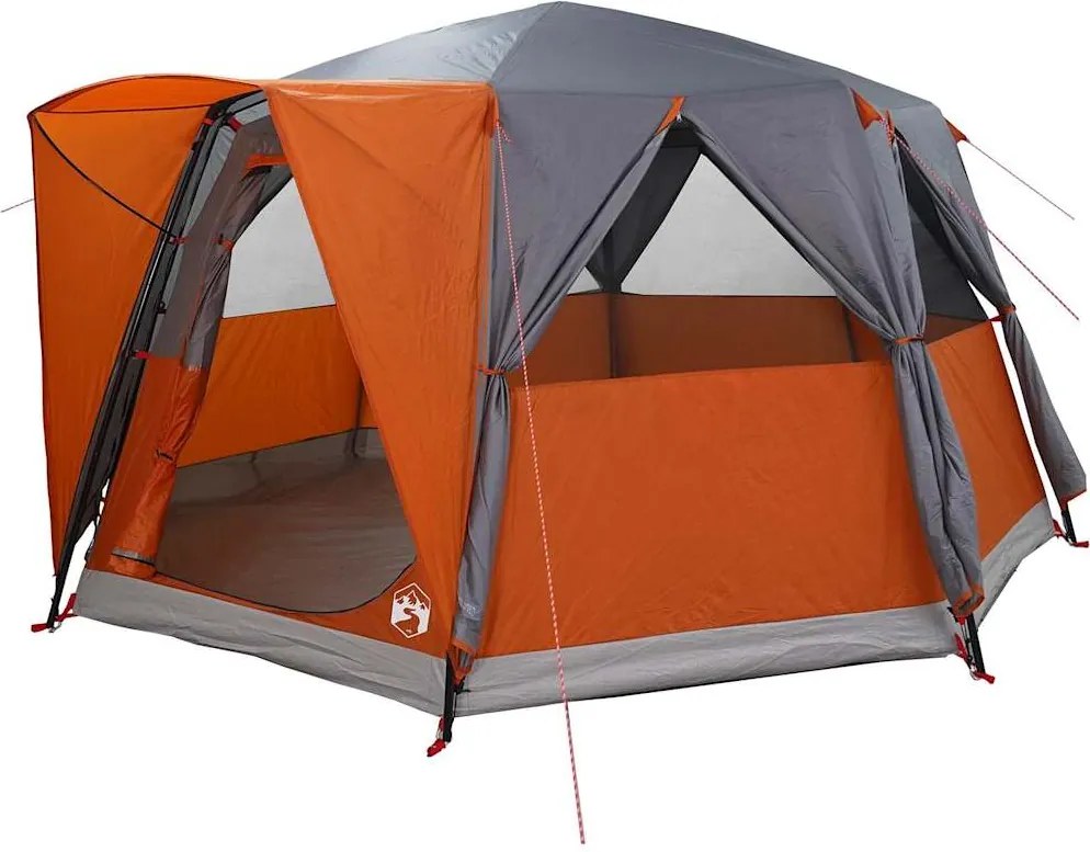 vidaXL Hat fős cabin sátor Szürke és narancs 425 x 396 x 222 cm