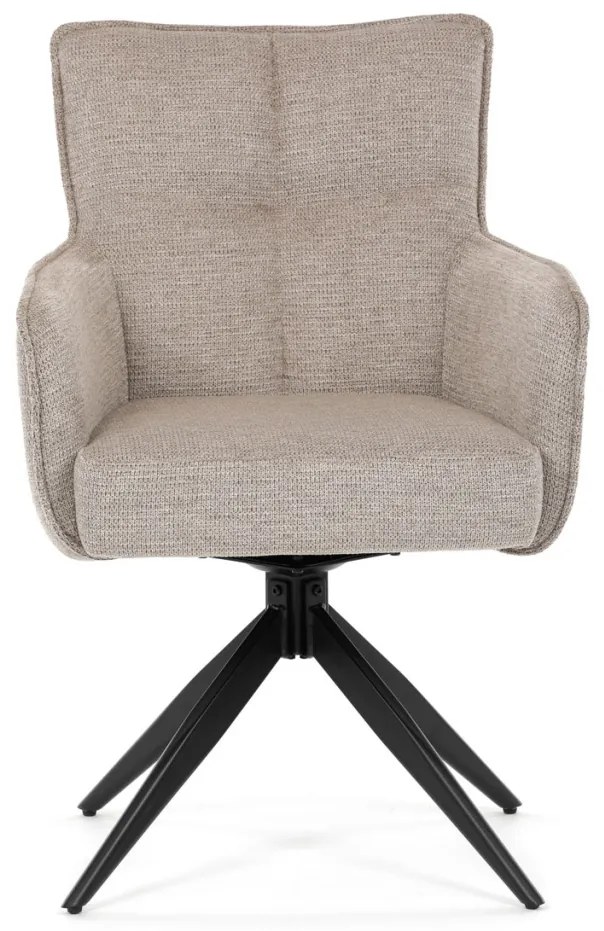 Scaun de sufragerie pivotant, arcuri buzunar în scaun, mecanism rotativ la 180°, tapițerie impermeabilă culoarea trufe, metal negru