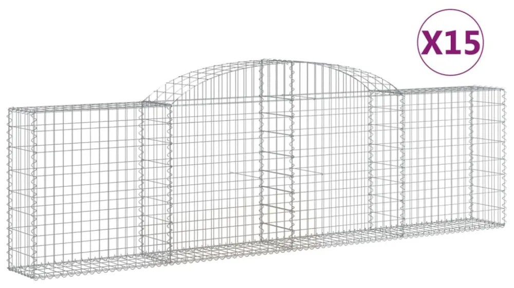 15 db íves horganyzott vas gabion kosár 300x30x80/100 cm