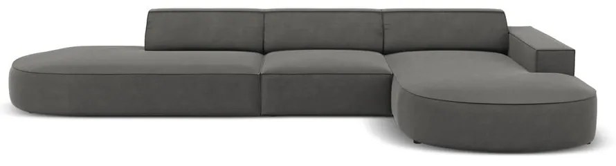 Szürke bársony sarokkanapé (jobb oldali) Jodie - Micadoni Home
