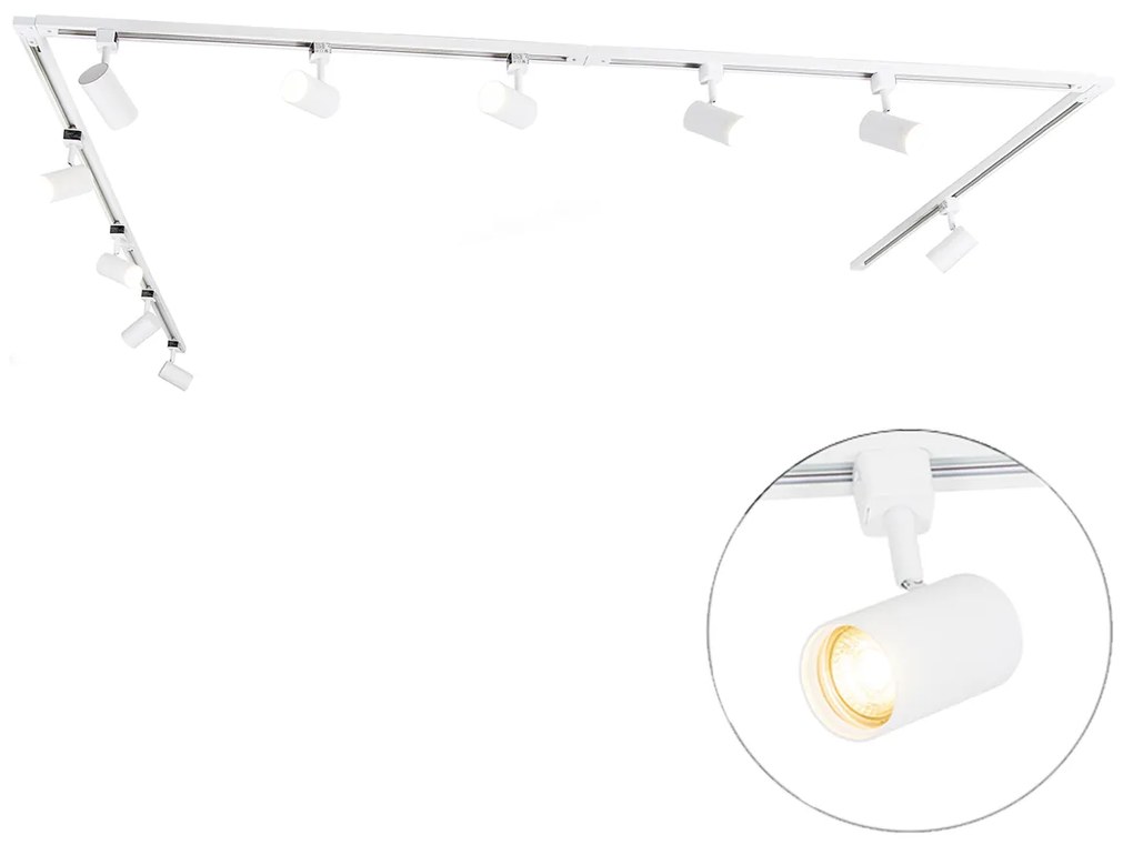 Okos sínrendszer 10 spotlámpával, fehér, 1 fázisú, 10 Wifi GU10 50mm-es izzóval - Iconic Jeana