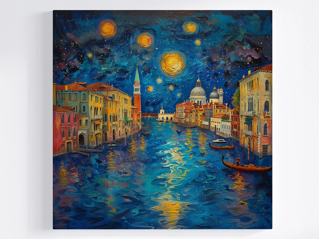 Poszter Tájkép Olaj Olaszország Velence Éjszaka Csillagok Égbolt 40x40