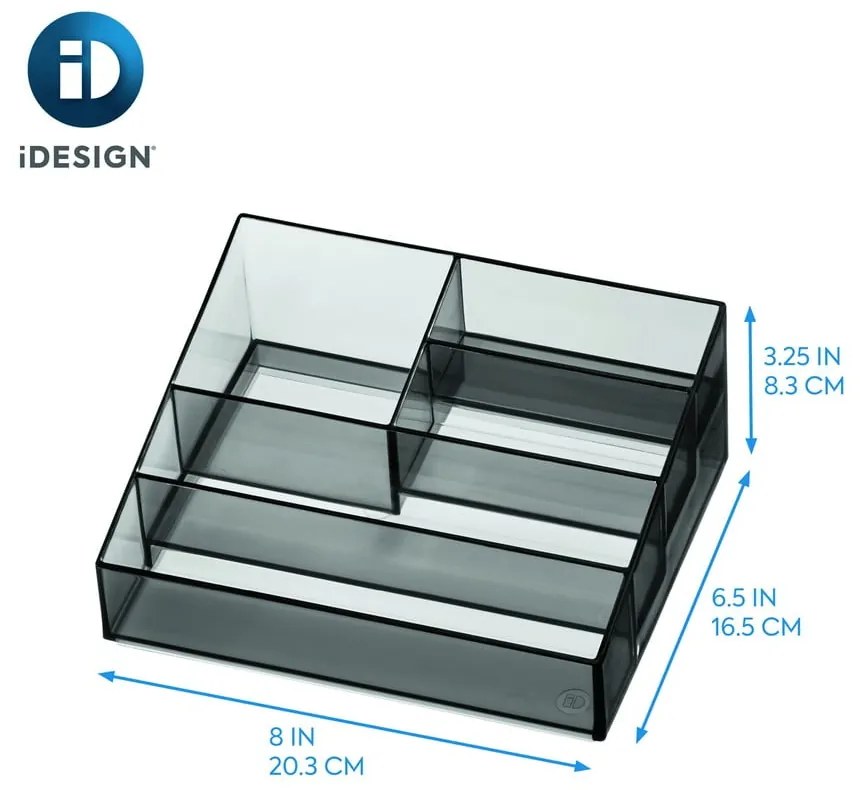 Matt fekete újrahasznosított műanyag fürdőszobai rendszerező kozmetikumokhoz Nail Station – iDesign