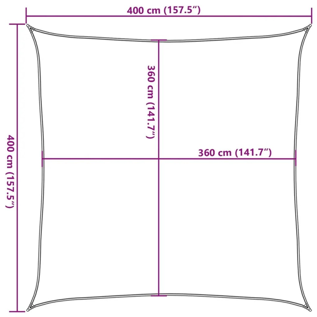 terrakotta HDPE napvitorla 160 g/m² 4 x 4 m