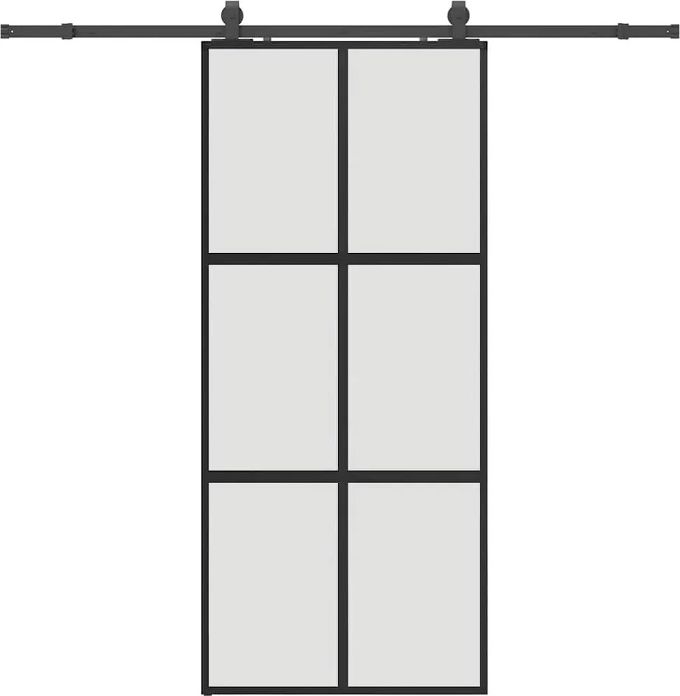 vidaXL fekete edzett üveg tolóajtó fémszerelék szettel 90x205 cm