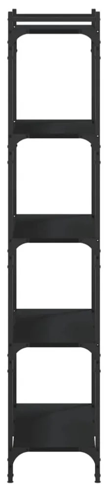5 szintes fekete szerelt fa könyvespolc 80 x 30 x 154 cm