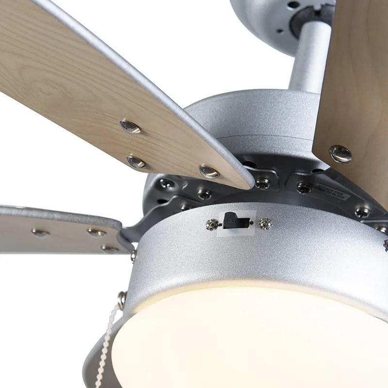 Mennyezeti ventilátor acél fa hatású felülettel 80 cm húzókapcsolóval - Fresh