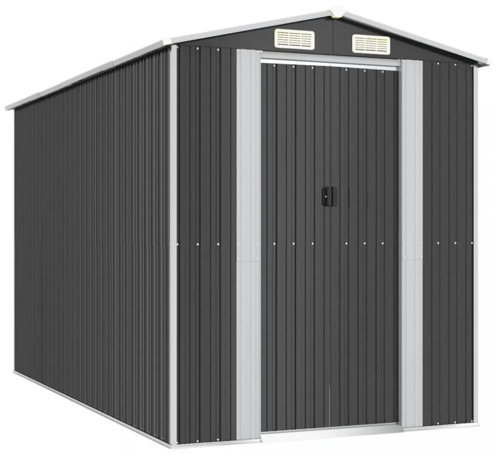 antracitszürke horganyzott acél kerti fészer 192 x 357 x 223 cm