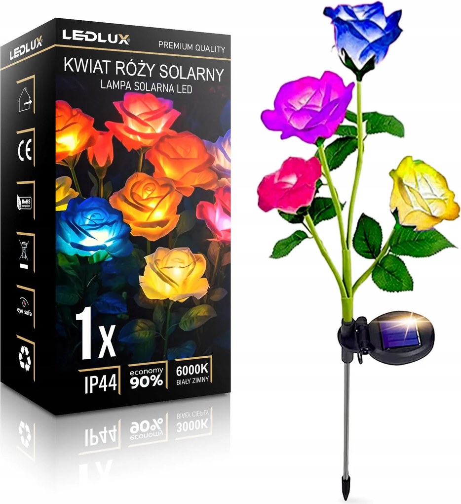 LED-es napelemes kerti lámpa Beszúrható Virág Rózsa Színes Rózsák Ledlux