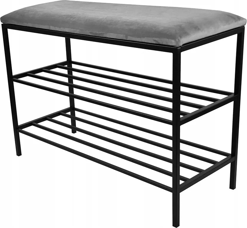 Cipősszekrény ülőfelülettel cipőspolc fekete 75 cm