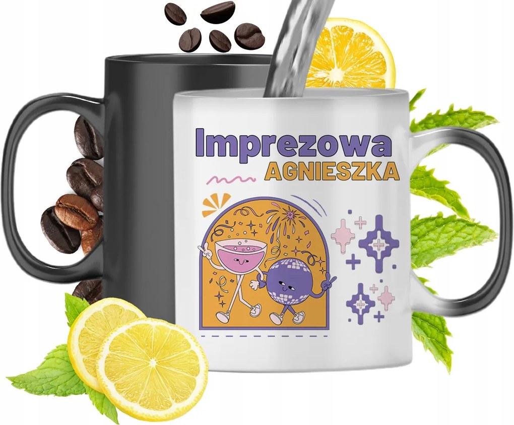 Varázsbögre Ágnesnek Fekete matt nyomott mintával 330ml