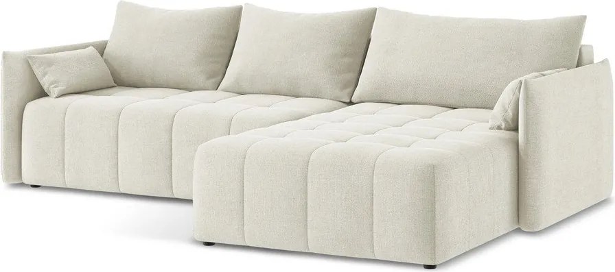 Bézs kinyitható-tárolóhelyes sarokkanapé (jobb oldali-heverő résszel) Moku – Makamii