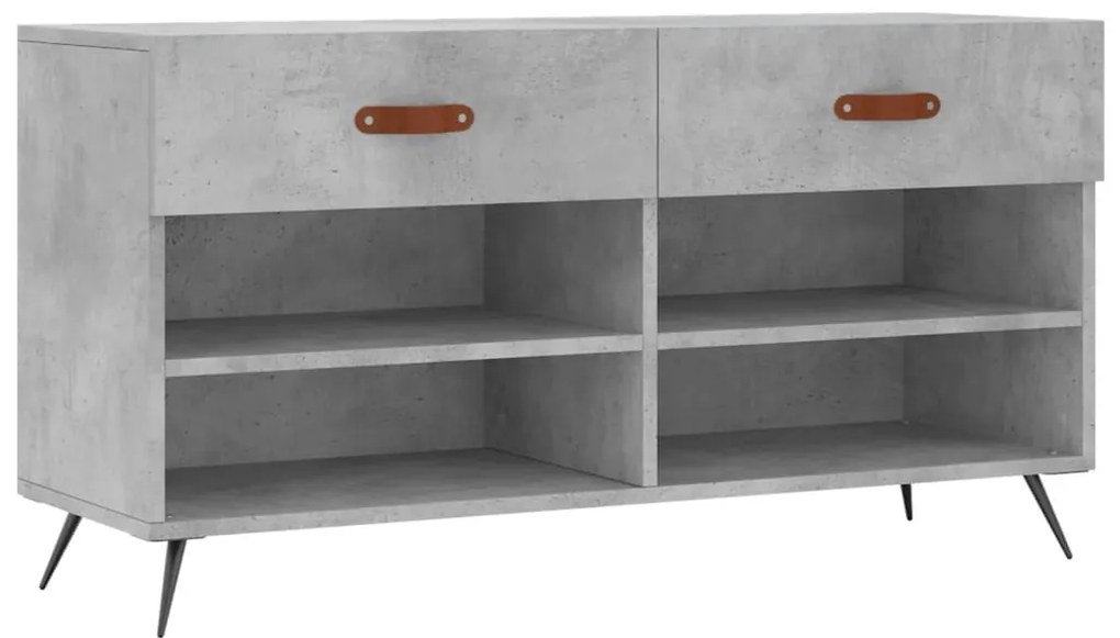 betonszürke szerelt fa cipőpolc 102 x 35 x 55 cm