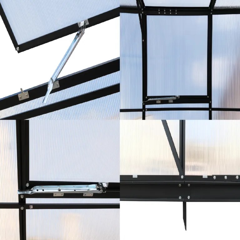 Furnigo Kerti üvegház 380x190x195 cm + alap - fekete