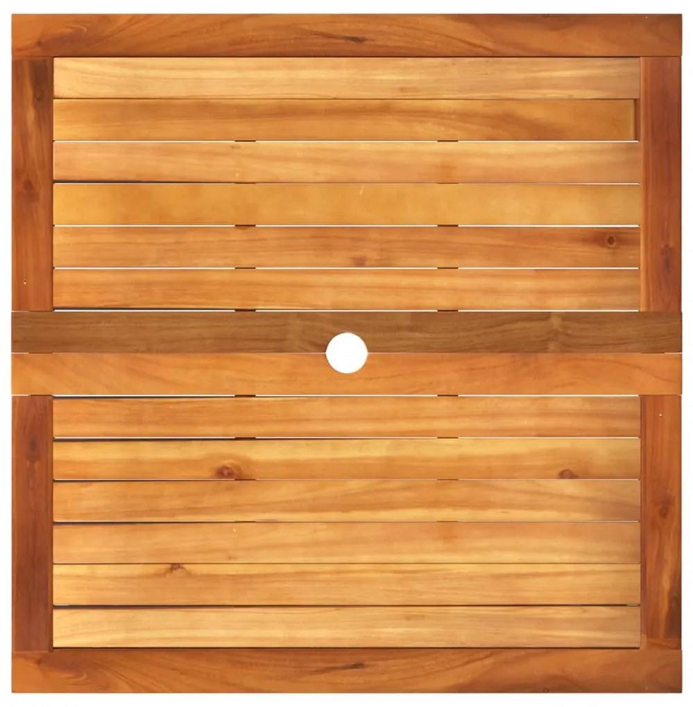 fekete polyrattan és akácfa kerti asztal 80 x 80 x 75 cm