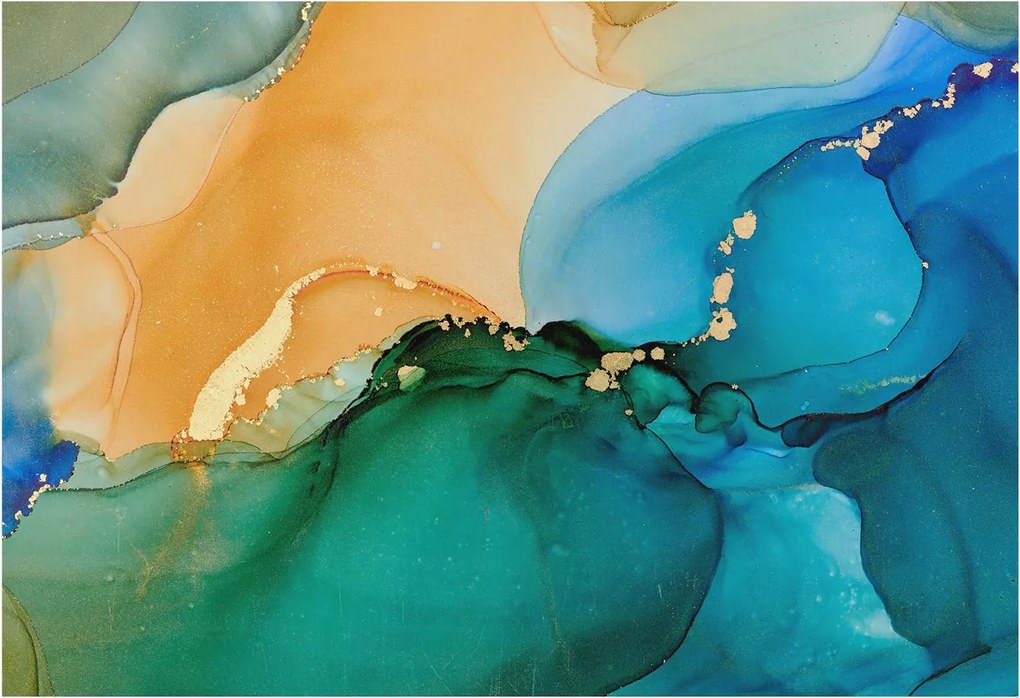 Divatos Flizelin Tapéta Ragasztóval Fali 3D Színes hullámok 152x104 Ragasztó