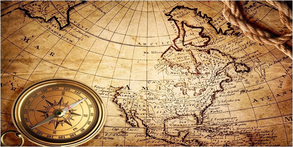 Fotótapéta üvegfalra Iránytű a térképen 140x70
