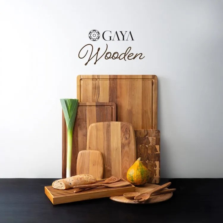Teakfa kenyérvágó deszka 43 x 22,8 x 3,5 cm - GAYA Wooden (593732)