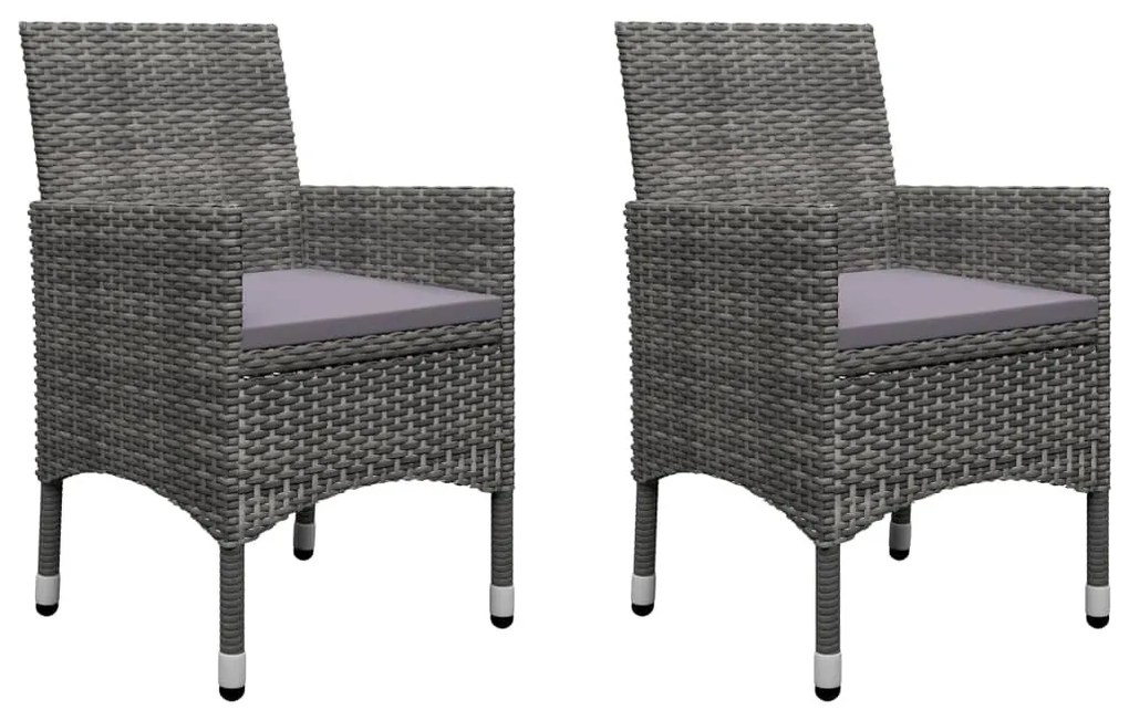 3 részes szürke polyrattan és akácfa bisztrószett