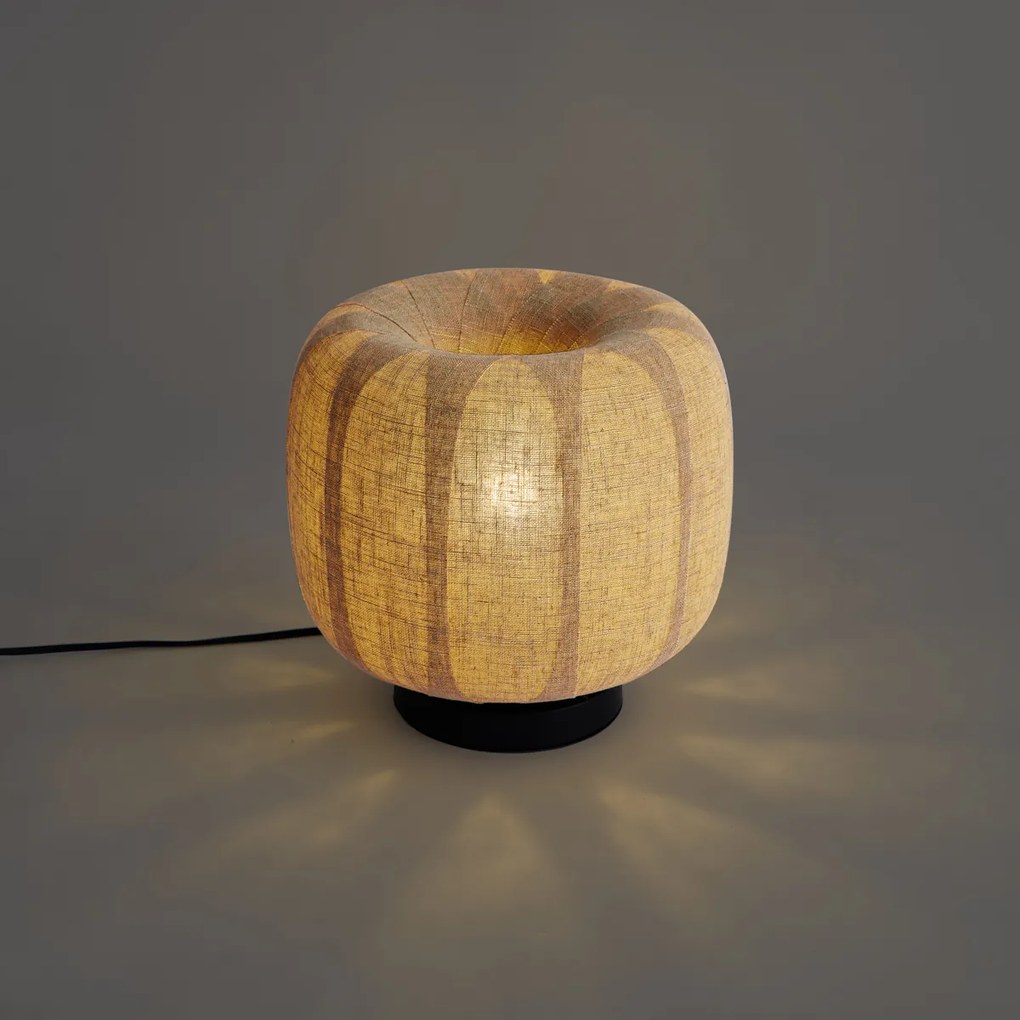 Okos asztali lámpa fekete bézs vászonernyővel 28 cm, Wi-Fi A60-nal - Nami