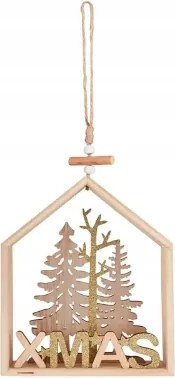 Fából készült lógó dekoráció, karácsonyi X-mas Melinera