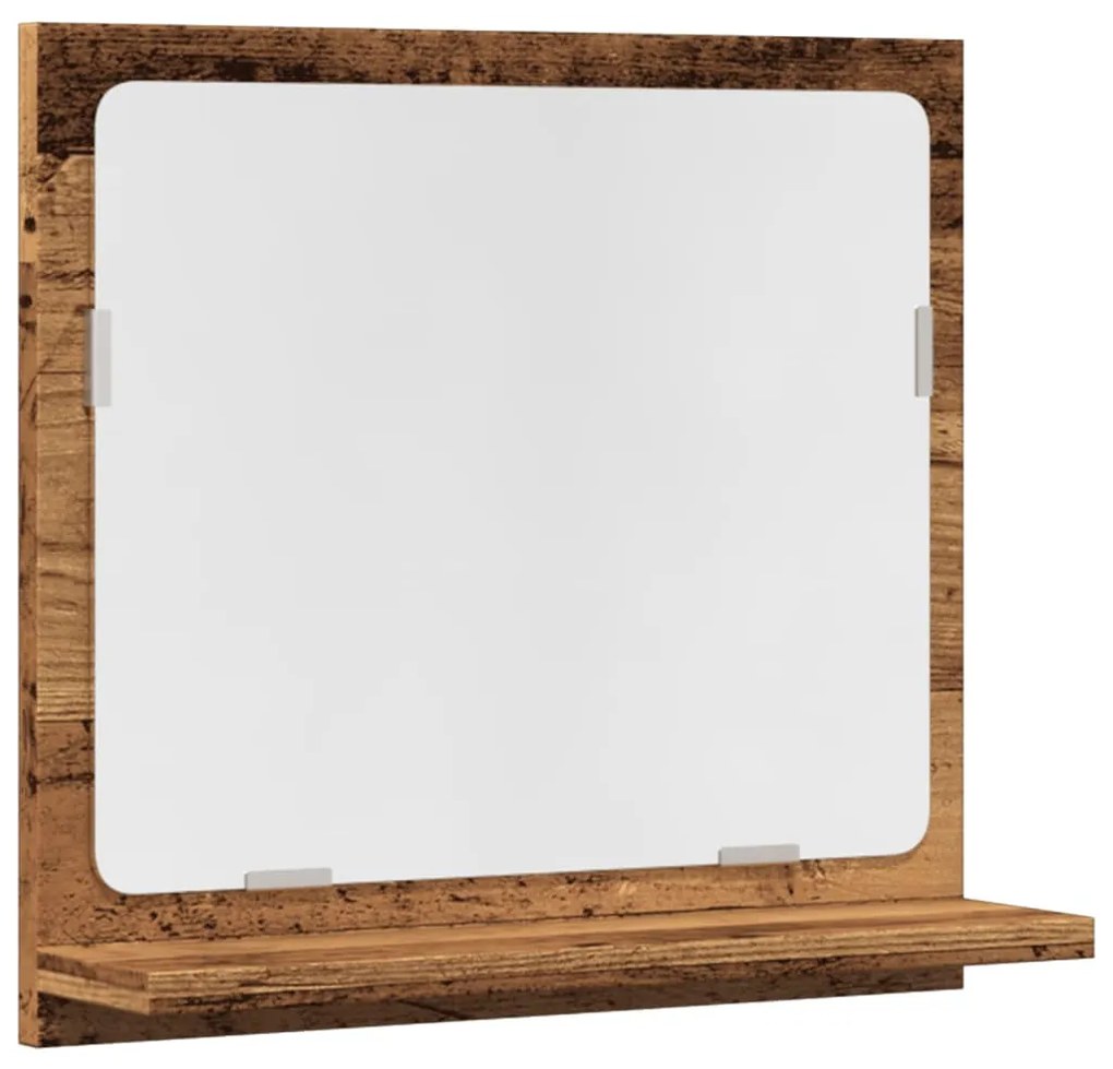 antik fa színű szerelt fa tükrös fürdőszobaszekrény 40x11x37 cm