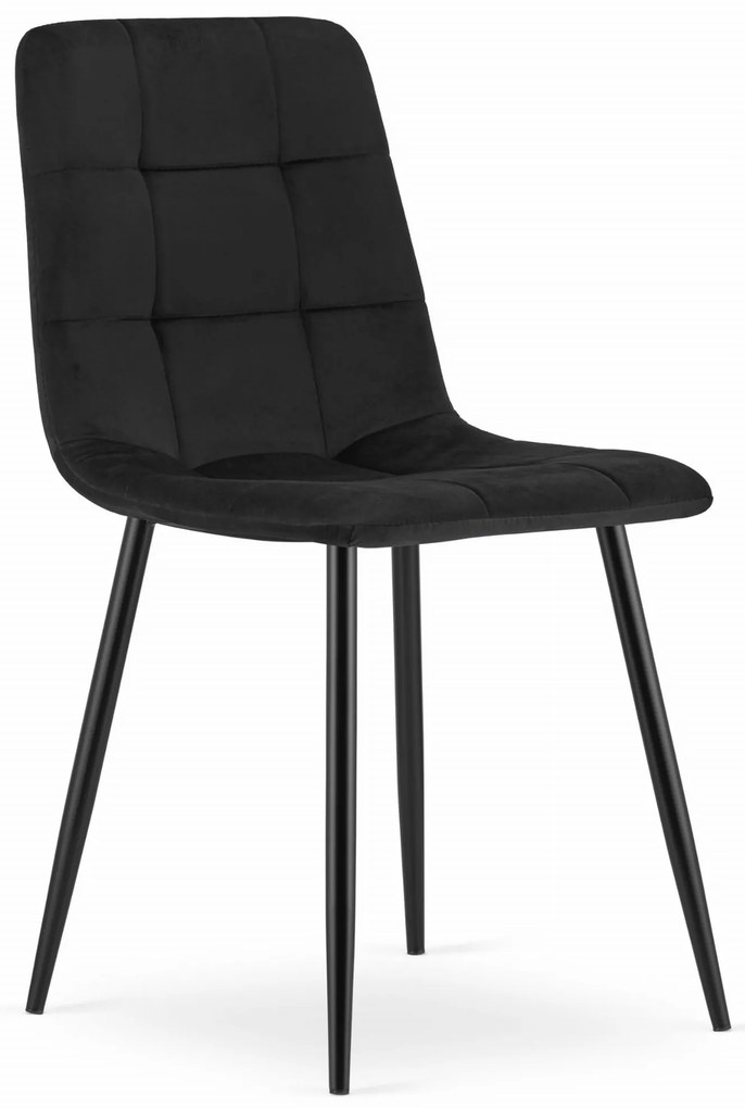 Fekete bársony szék KARA fekete lábakkal