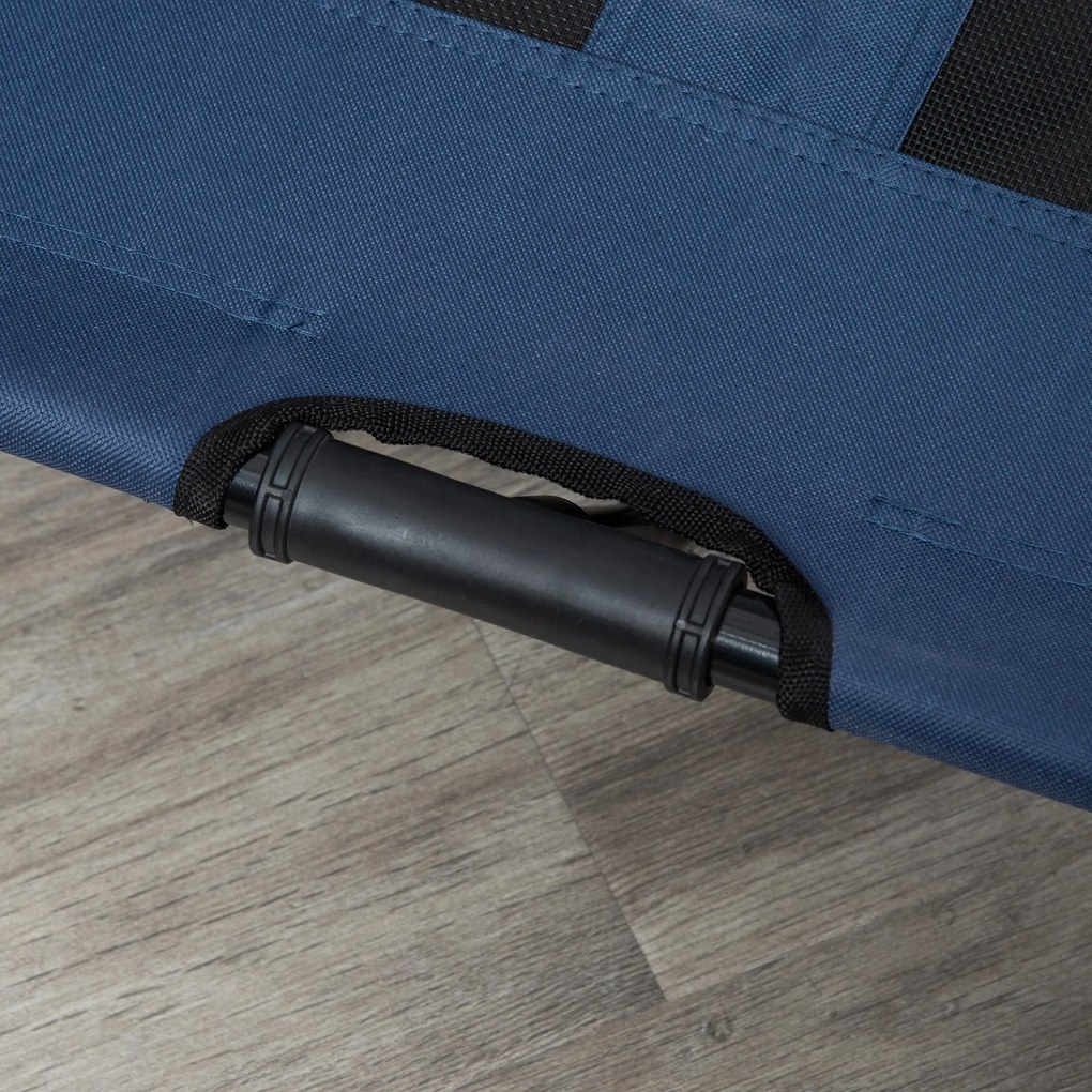 PawHut Emelt Ágy Kutyáknak és Macskáknak - Kényelmes Oxford Textilene Anyagból Készült Emelt Ágy, Mikro-perforált Fém, 92L x 76W x 18H cm, Kék | Aosom