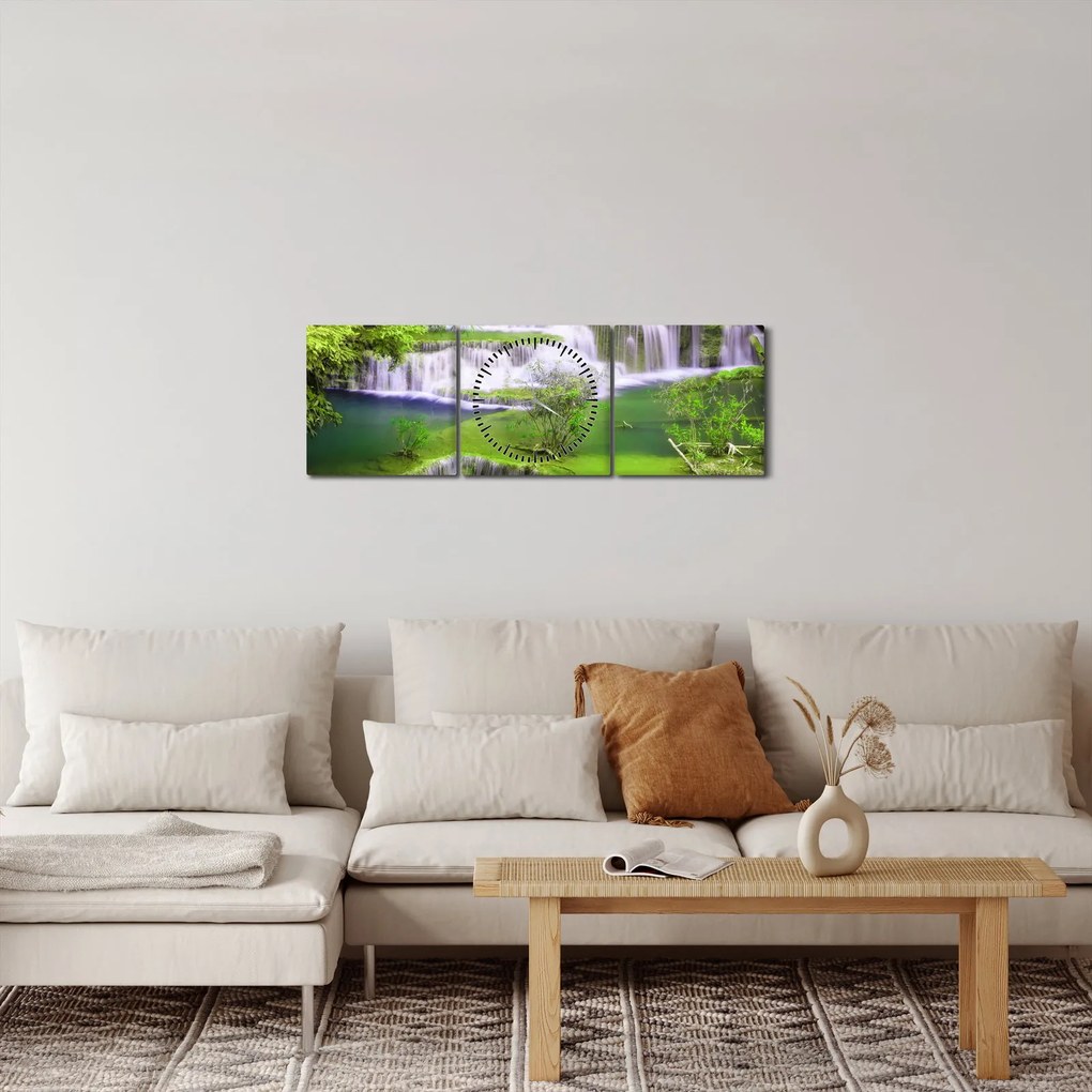 Kép - Huay Mae Khamin vízesések, Kanchanaburi, Thaiföld (órával) (90x30 cm)