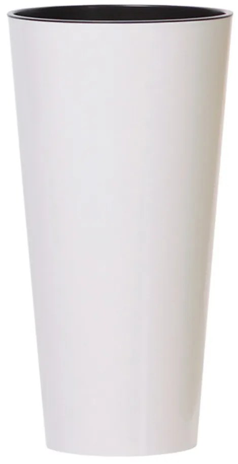 Prosperplast TUBUS SLIM fehér fényes 20 cm virágcserép