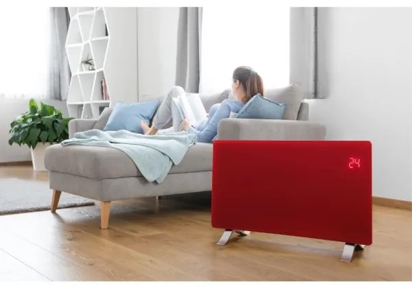 Sencor - Okos elektromos konvektor/hősugárzó 1200/2400 W/230 V IP24 Wi‑Fi piros