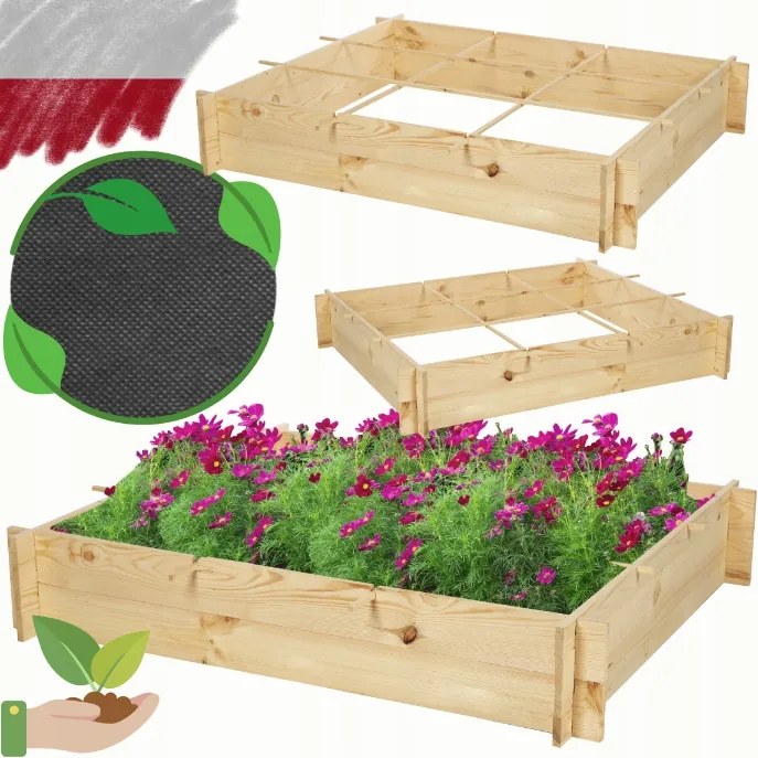 Magasított ágyás fa láda zöldséges herbárium virágtartó 100x120cm