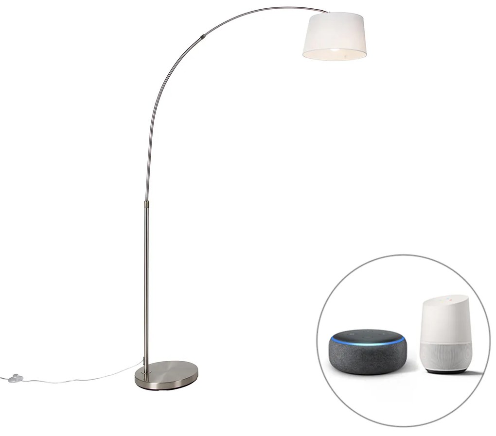 Okos ív lámpa acélból fehér szövetbúrával, WiFi A60 - Arc Basic