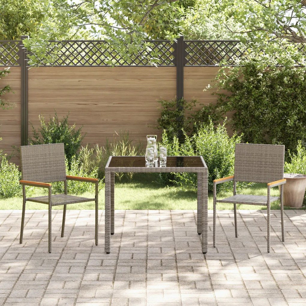 Kert étkező szett 3 pcs Szürke és Barna 90 x 90 x 75 cm