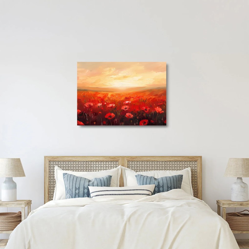 Üveg kép - Mező pipacsok (70x50 cm)