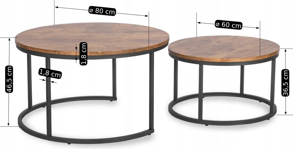 Dohányzóasztal szett FIGO MAX rusztikus tölgy