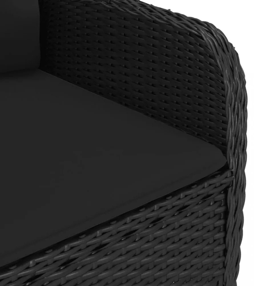 9 részes fekete polyrattan és üveg kerti étkezőgarnitúra