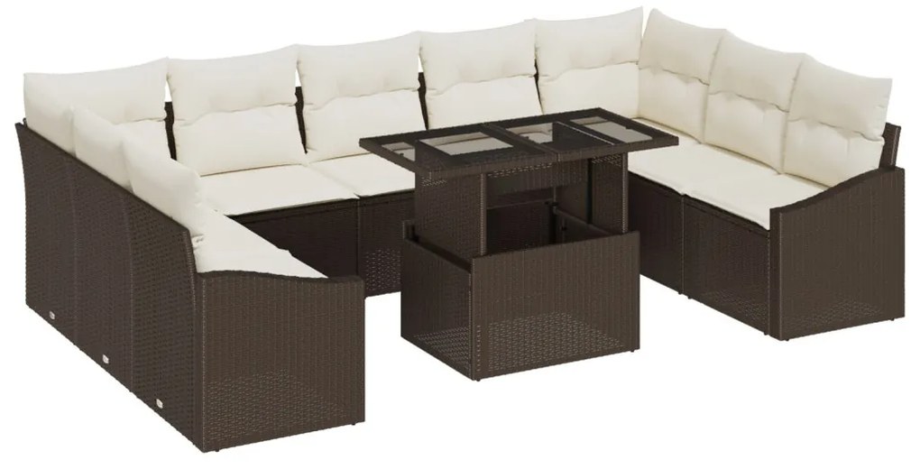 Kerti Kanapé Szett 10 pcs Barna és Krém 100 x 55 x 73 cm
