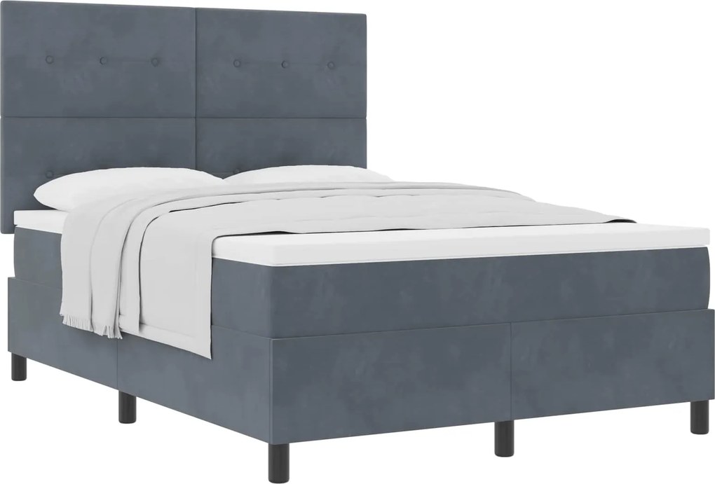 vidaXL Boxrugós ágy matracmal Sötétszürke 140 x 190 cm szövet