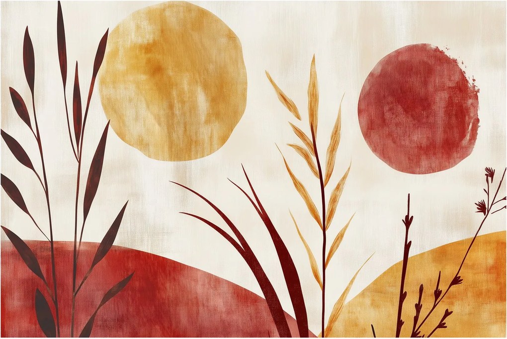 Kép - Növények és körök (90x60 cm)
