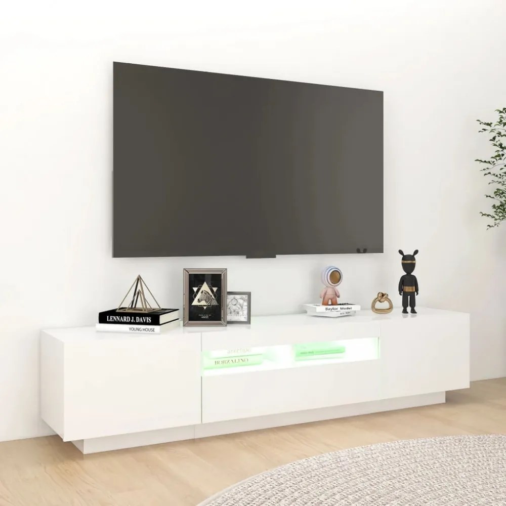 fehér TV-szekrény LED-lámpákkal 180 x 35 x 40 cm