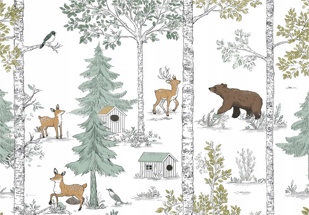 Fotótapéta Gyerekeknek Erdő Állatok Gyerek Tapéta Flizelina 400x280