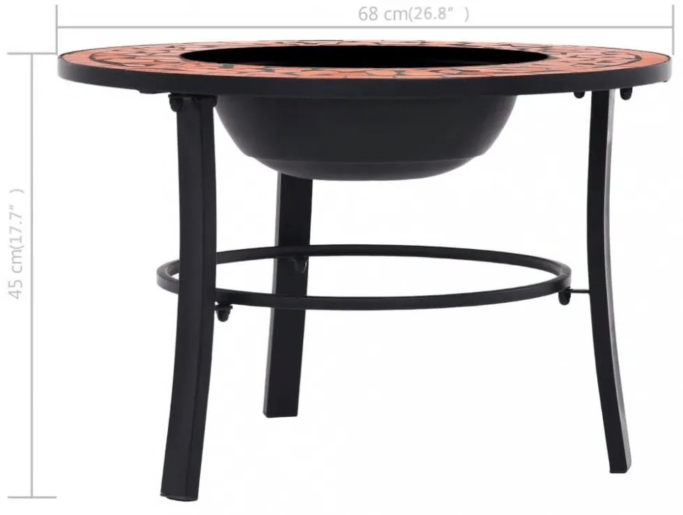 terrakotta kerámia mozaik tűztál 68 cm