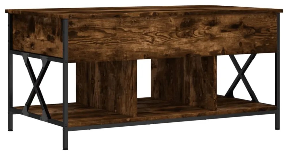 füstös tölgy szerelt fa és fém dohányzóasztal 100 x 55 x 50 cm