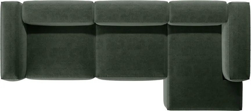 Zöld sarokkanapé (jobb oldali-heverő résszel) Bergamo – Cosmopolitan Design