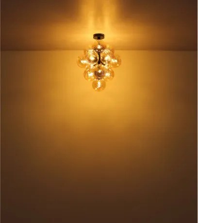 Globo 56146D Mennyezeti lámpa, fém matt fekete, borostyánszínű üveggolyók, ø: 395mm, M: 500mm, 13x G9 LED 4W 230V izzók nélkül