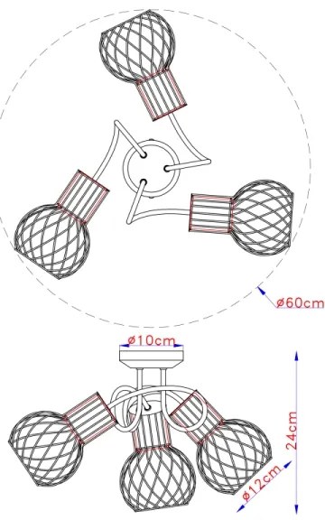 Globo 54013-3 - Csillár ARGUSTO 3xE27/40W/230V