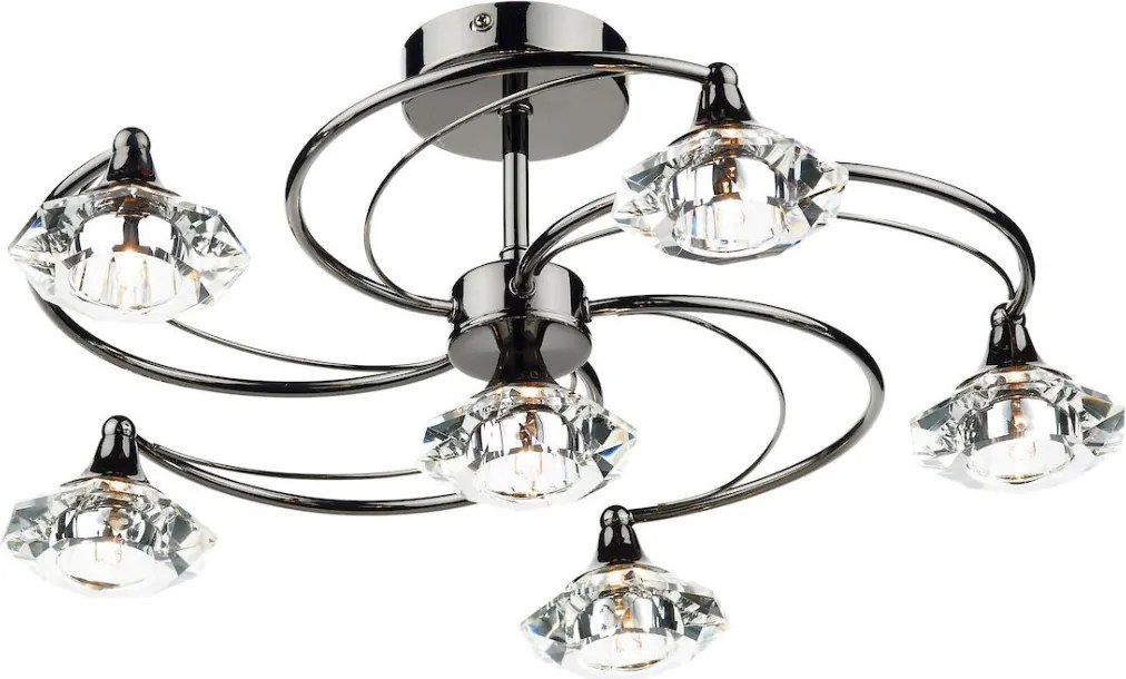 DAR LIGHTING LUT0667 LUTHER Kristály Mennyezeti Lámpa Fekete Króm G9 IP20