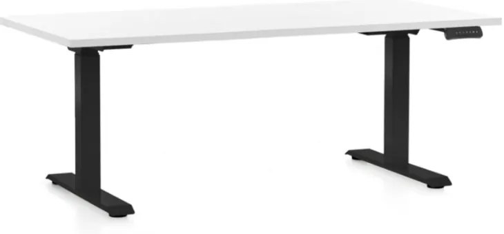 Állítható magasságú asztal OfficeTech C, 160 x 80 cm, fekete alap, fehér