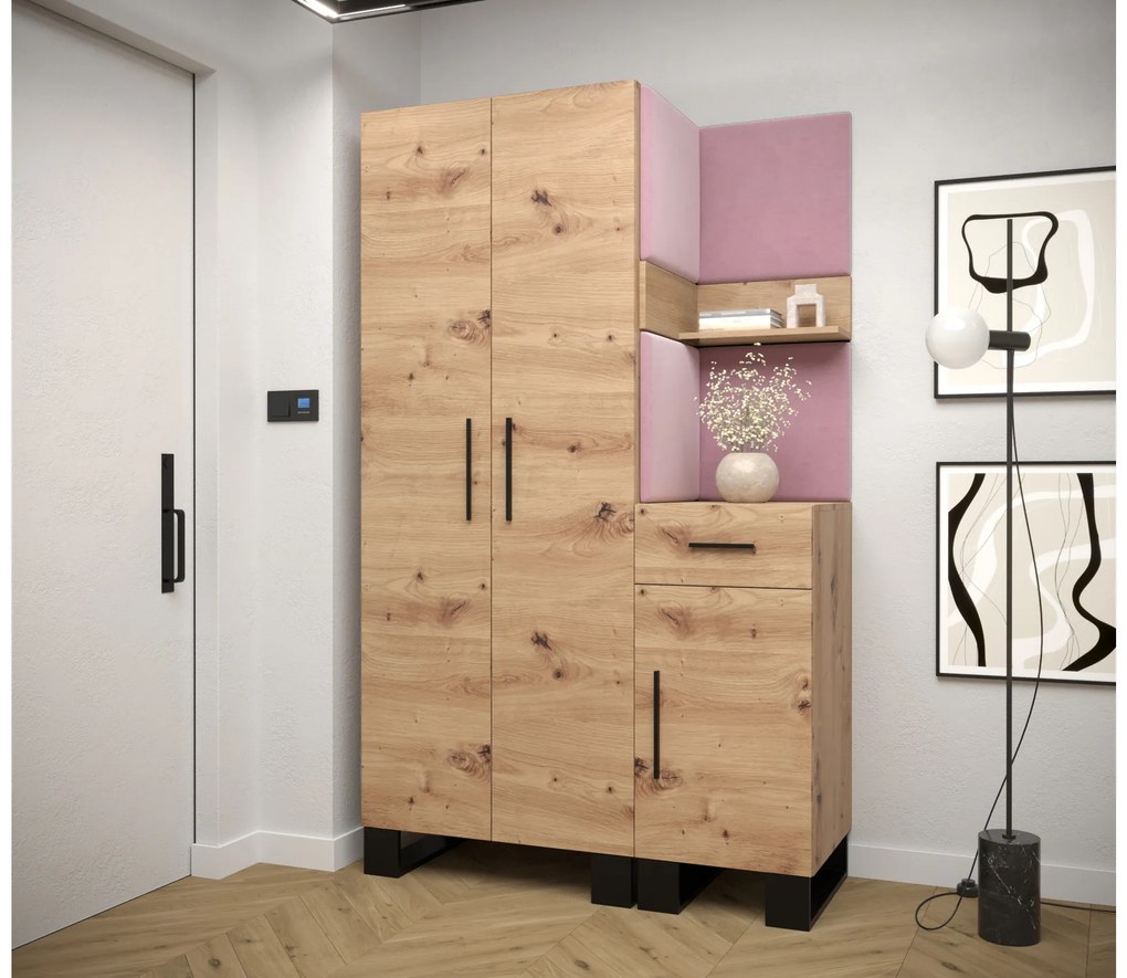 Előszobabútor Amanda 6 (artisan tölgy + rózsaszín). 1085903